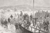 RUSSIA. Gunboat constructing bridge on Danube 1877 old antique print picture