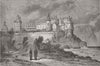 FRANCE. The Chateau of Dieppe 1871 old antique vintage print picture