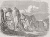 IRAN. Sepulchral Caves, Bas-Reliefs, Nakch-I-Roustan 1857 old antique print