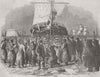 RUSSIA. Cutting Vessels Out of Ice at Kronstadt 1856 old antique print picture