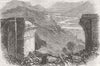 INDIA. Broken viaduct on the Bhore Ghat incline 1867 old antique print picture