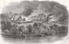 MOZAMBIQUE. Burning Slave houses, Keonga 1851 old antique print picture