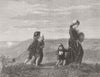 FAMILY. The Fisherman's Widow 1868 old antique vintage print picture
