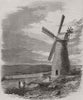 ISRAEL. The first windmill in Jerusalem 1858 old antique vintage print picture