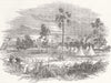 GAMBIA. Encampment of Jaswong 1851 old antique vintage print picture