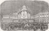 ITALY. Largo Mercatello, Napoli, lit up 1857 old antique vintage print picture