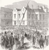 NORTHUMBS. keystone, Mechanic Inst, North Shields 1857 old antique print