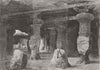 INDIA. Elephanta Caves, Bay of Mumbai 1863 old antique vintage print picture