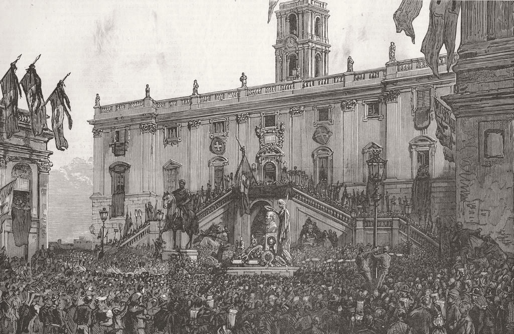 ITALY. moving Garibaldis bust to Capitol, Rome(Roma) 1882 old antique ...