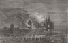 AUSTRALIA. St Mary's RC Cathedral ablaze, Sydney 1865 old antique print