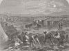 UKRAINE. Digging out houses by moonlight, Crimea 1856 old antique print