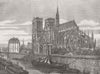 PARIS.Notre Dame restored. new spire 1859 old antique vintage print picture