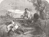 WALES. A rest by the way-Moel Hebog 1854 old antique vintage print picture