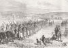 SERBIA. War. Troops chanting Hymn going to fight 1876 old antique print
