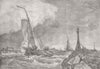 FRANCE. French Lugger running into Calais 1854 old antique print picture