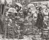 FRANCE. Market, Boulogne 1870 old antique vintage print picture