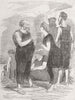 SOCIETY. Mossoo, Seaside. Bathing Costumes 1862 old antique print picture