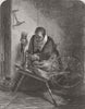 PORTRAITS. The Spinning-Wheel 1862 old antique vintage print picture