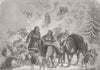 TIBET. Merchants crossing Himalayas 1862 old antique vintage print picture
