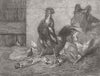 CHICKEN. The poultry-yard in danger 1862 old antique vintage print picture