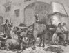 ITALY. Buffalo with marble for sculptor, Rome(Roma) 1873 old antique print