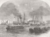 FINLAND. Shelling of Suomenlinna. French gun-boats 1855 old antique print