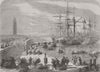 SPAIN. Boarding mules & stores for Morocco, Malaga 1860 old antique print