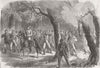 USA. Civil War. Confederate march through woods 1864 old antique print picture