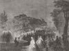 PARIS. Fetes. Arc de Triomphe, Champs Elysees 1861 old antique print picture