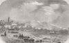 SPAIN. View of the port of Malaga 1860 old antique vintage print picture
