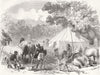 INDIA. Sketches, Indian Railway. Engineer’s camp  1857 old antique print