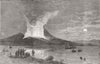 ITALY. Eruption of Mount Vesuvius, from Naples 1858 old antique print picture