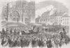 BELGIUM. King Leopold II. St Gudule church, Brussels 1865 antique print