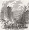 ITALY. Walls of Rome, Square Towers, Neapolitan Gate 1849 old antique print