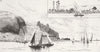 NILE. Village, destroyed by flood; Arabian Mountains 1882 old antique print
