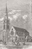 NEW ZEALAND. Christchurch Cathedral, Canterbury 1882 old antique print picture