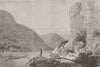 PAKISTAN. Mountain Gorge below Ali Masjid 1879 old antique print picture