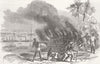 DEWAN MULRAJ. Burning body of , Sandbank, Ganges 1851 old antique print
