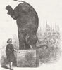 CIRCUS. The elephant’s feat, Astley’s 1853 old antique vintage print picture