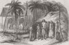 INDIA. Hindu house, banks of Ganges 1857 old antique vintage print picture