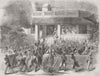 INDIA. Destruction of bungalow, Meerut 1857 old antique vintage print picture