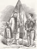 TRIBAL. An Eskimo Family in London 1854 old antique vintage print picture