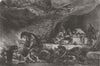 TRIBES. Cavern. La Caverne, par Celestin Nanteuil 1855 old antique print