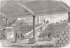 LIVERPOOL. Cotton Famine. Ship, dock with food aid 1863 old antique print