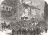 MONTREAL. Funeral parade of Thomas D’Arcy M’Gee,  1868 old antique print