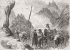 MOUNTAINS. Moving Spanish wines across Pyrenees 1857 old antique print picture