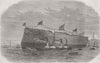 NORTHUMBS. Indian troopship launch, Jarrow, Tyne 1866 old antique print