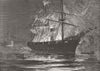 EGYPT. Ship Latif burning, Red Sea 1877 old antique vintage print picture