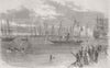 HANTS. King of Sardinia's yacht, Portsmouth harbour 1855 old antique print