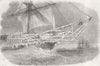 SHIPS. Weather, Baltic-Bows of Corvette Cruiser 1854 old antique print picture